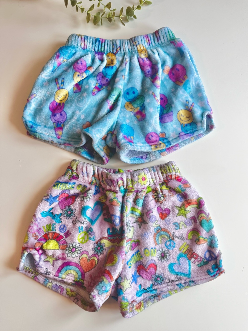iScream Plush Pajama Shorts Bundle Girls Sizes 6-8 & 10-12 Colorful Lounge Set